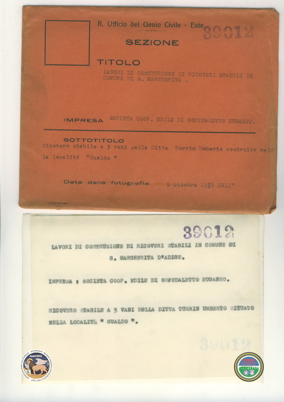 1939 10 09 Santa Margherita d&#039;Adige LAVORI COSTRUZIONE RICOVERI id_39012 2 retro